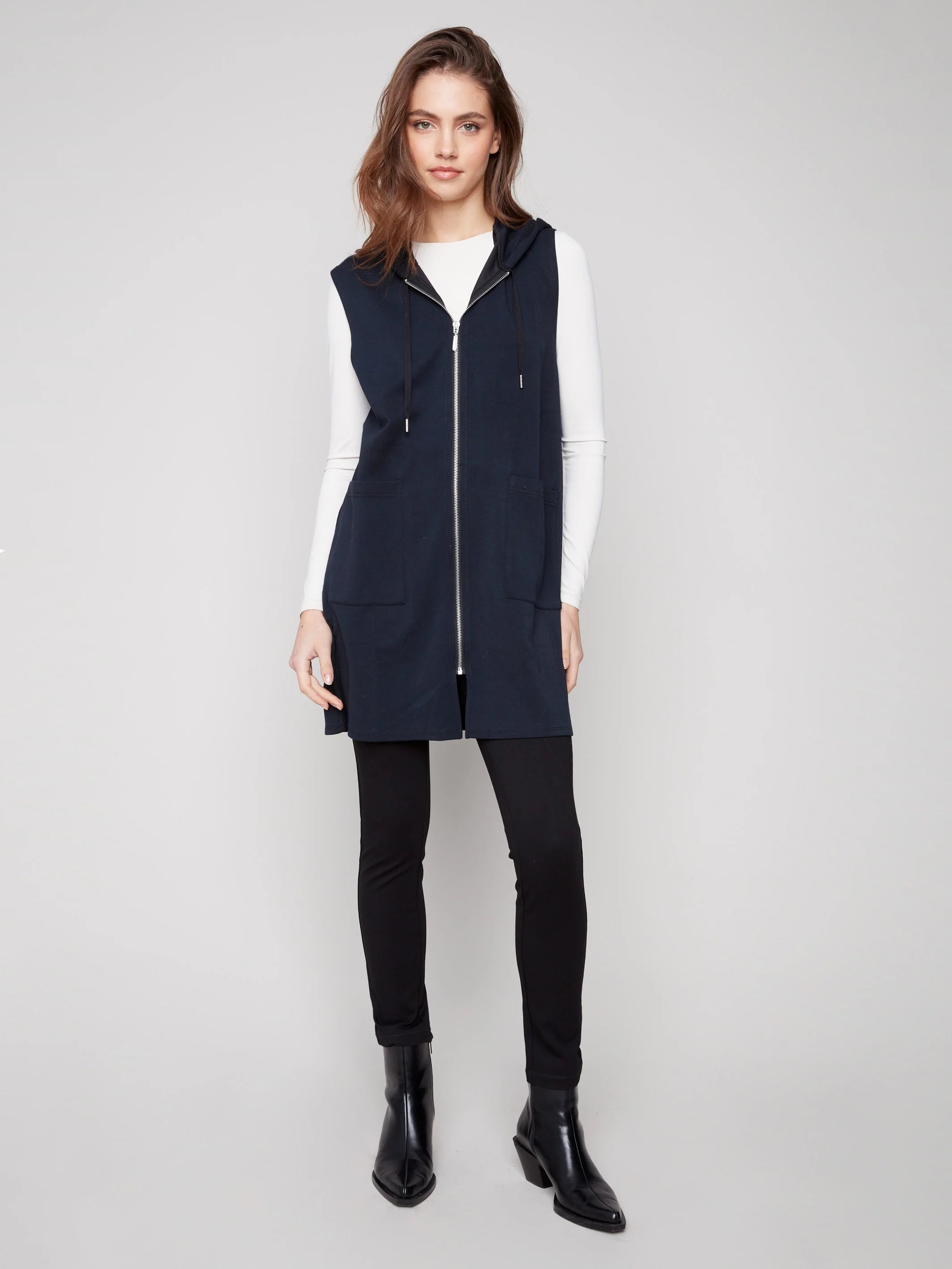 Soft Scuba Long Hooded Vest - Black