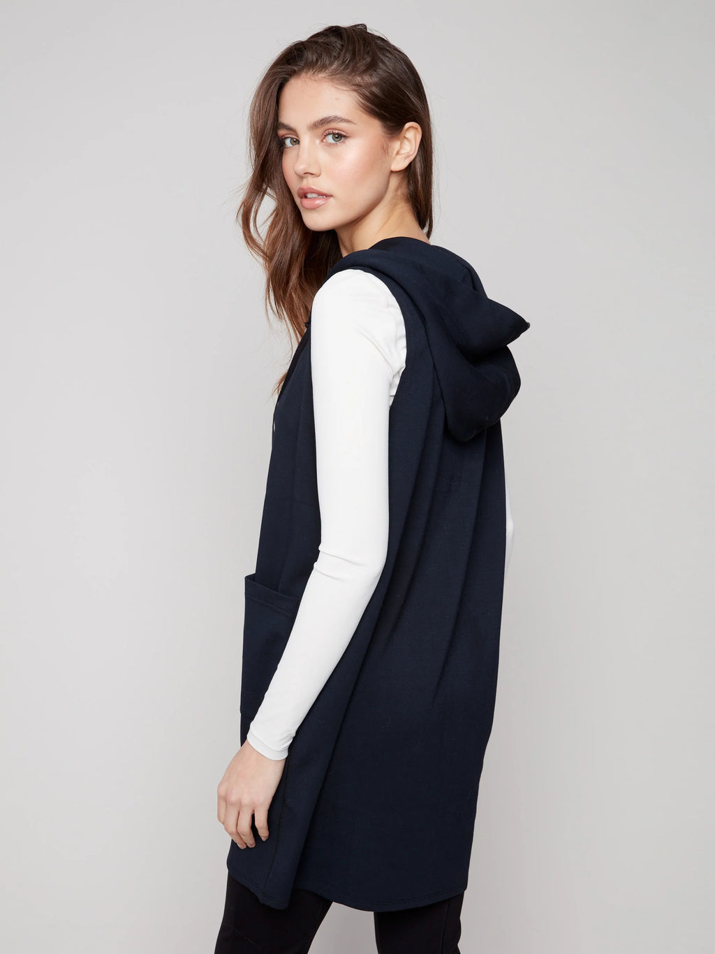 Soft Scuba Long Hooded Vest - Black