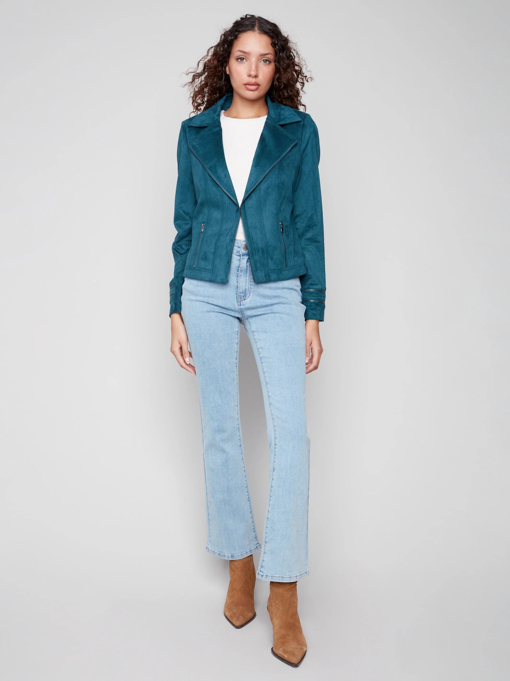 Vintage Faux Suede Jacket - Evergreen