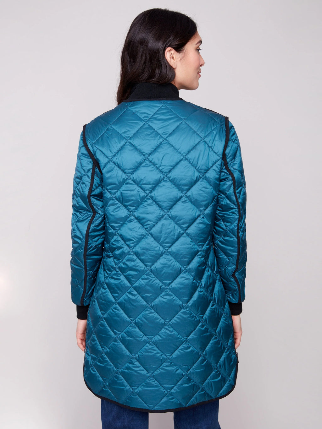 Long Quilted Puffer Jacket - Evergreen
