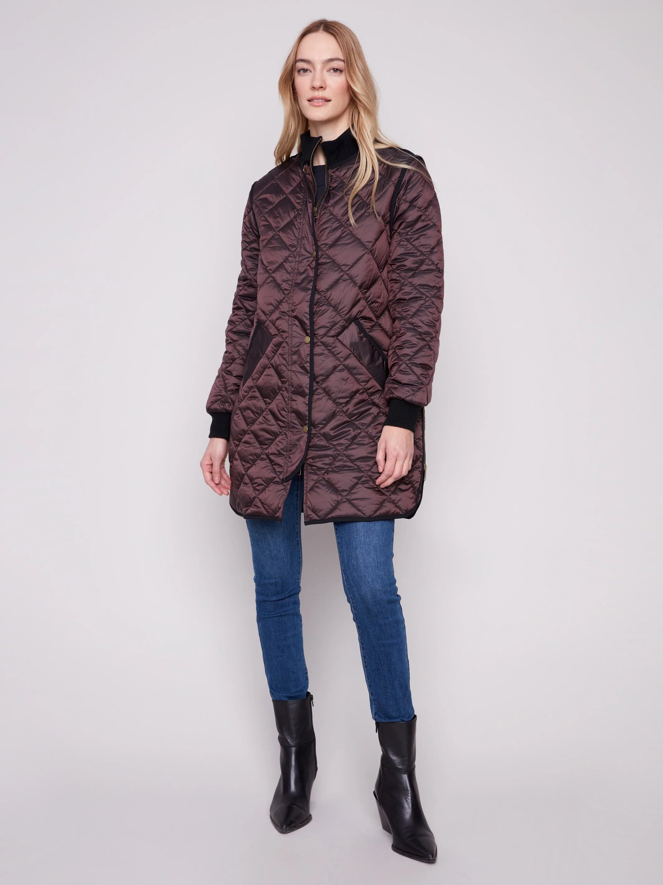 Long Quilted Puffer Jacket - Mocha