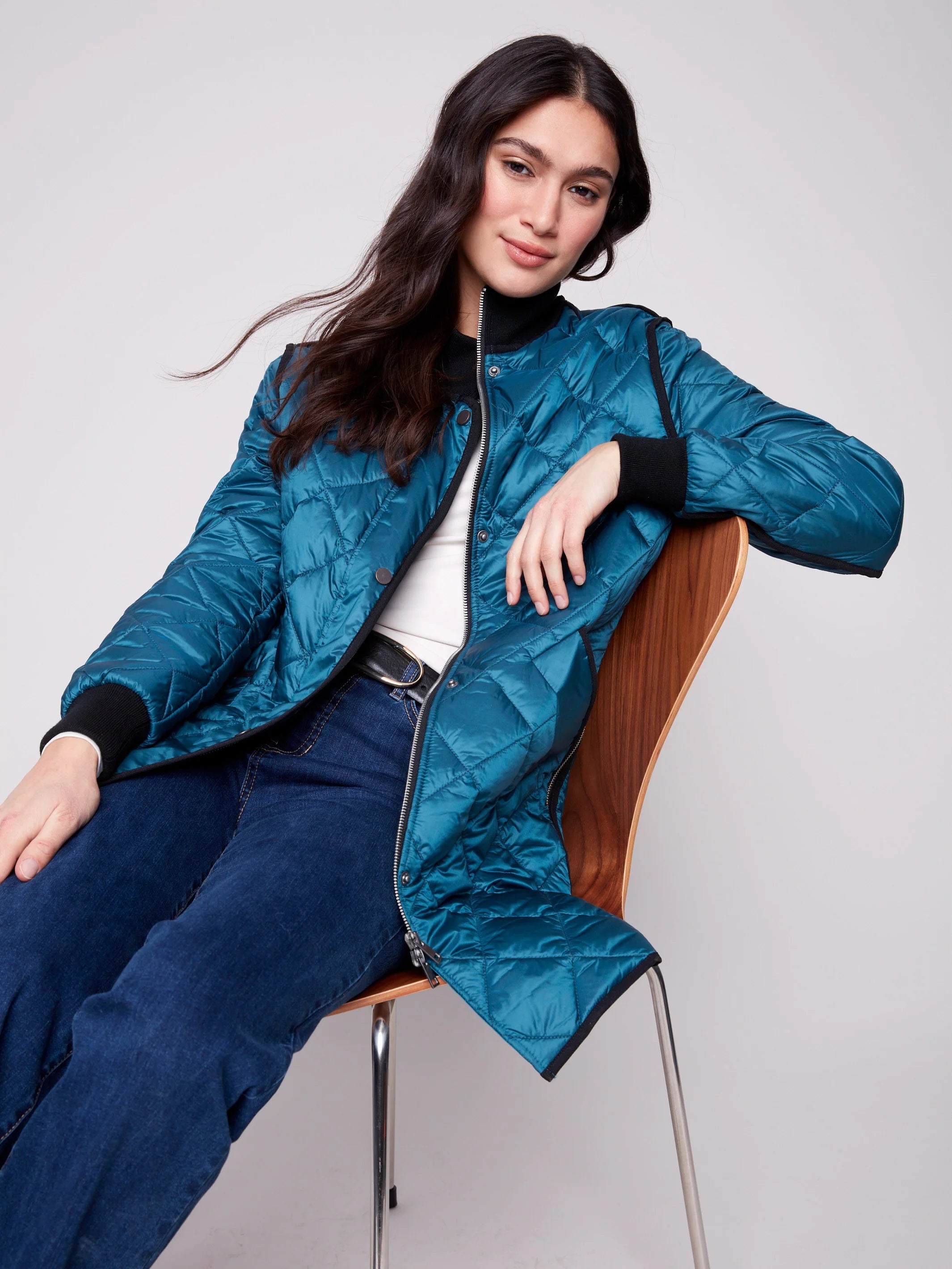 Long Quilted Puffer Jacket - Evergreen