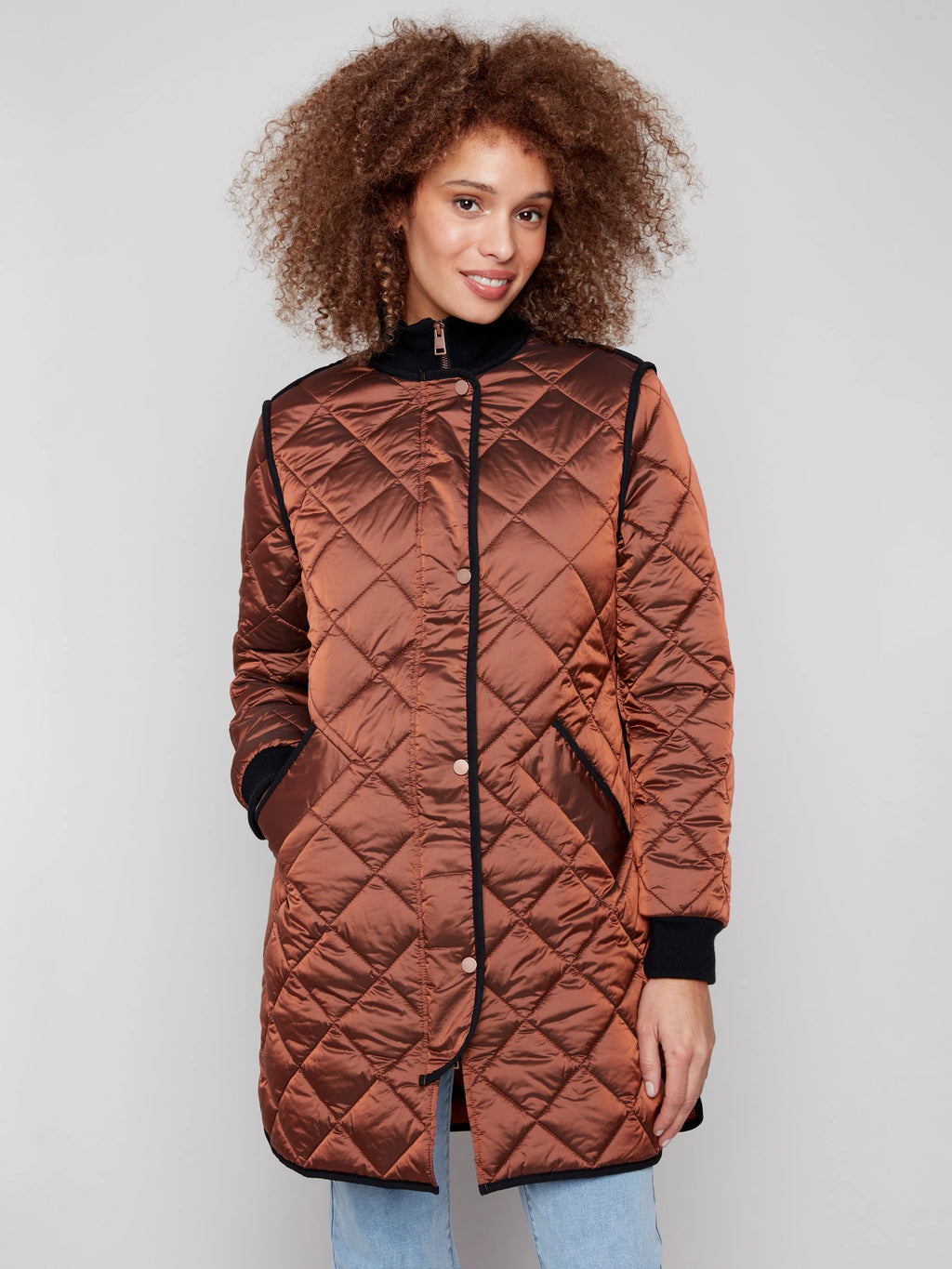 Long Quilted Puffer Jacket - Sepia