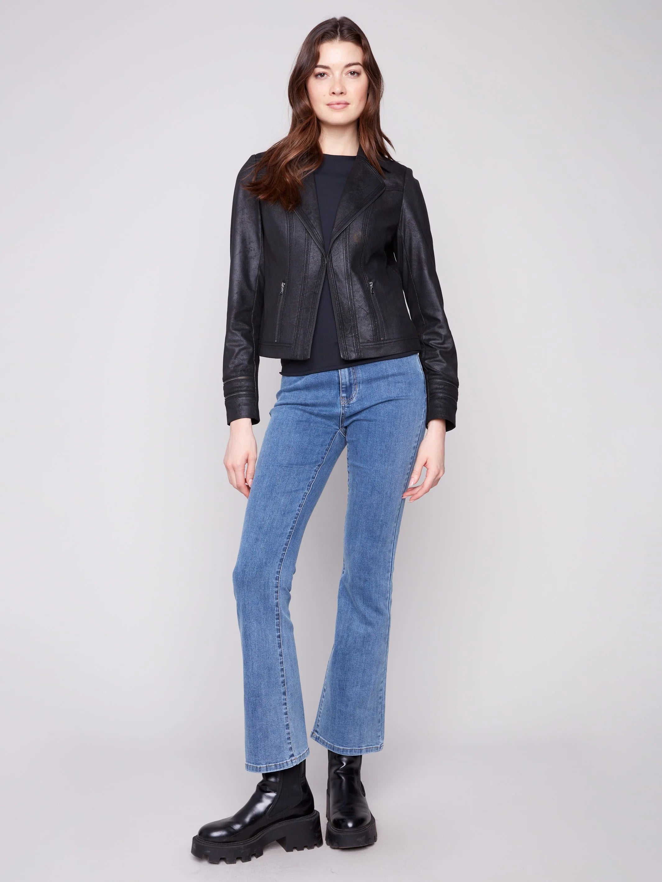 Vintage Faux Leather Jacket - Black