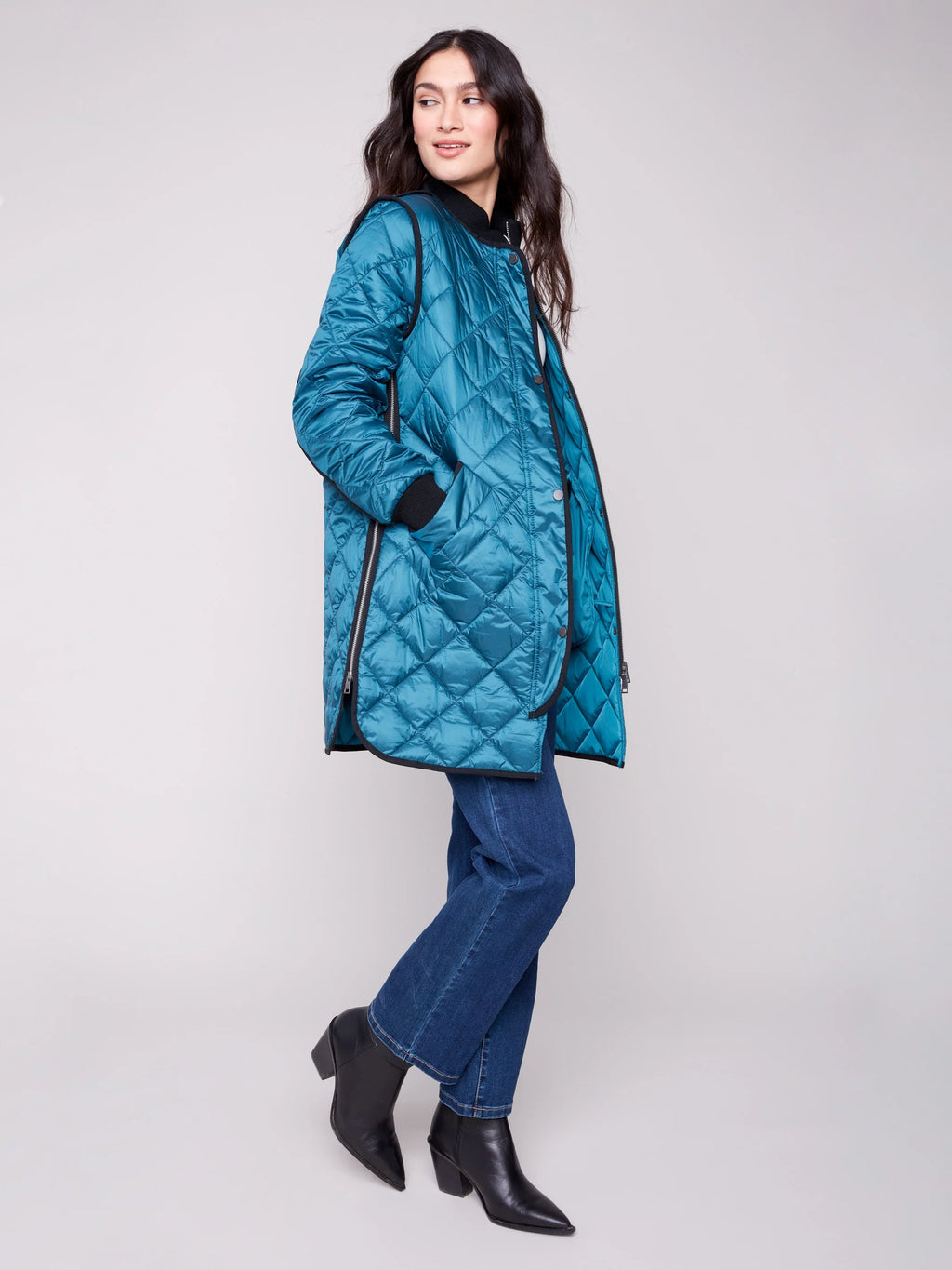 Long Quilted Puffer Jacket - Evergreen