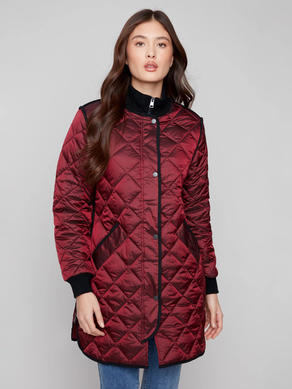 Long Quilted Puffer Jacket - Cabernet