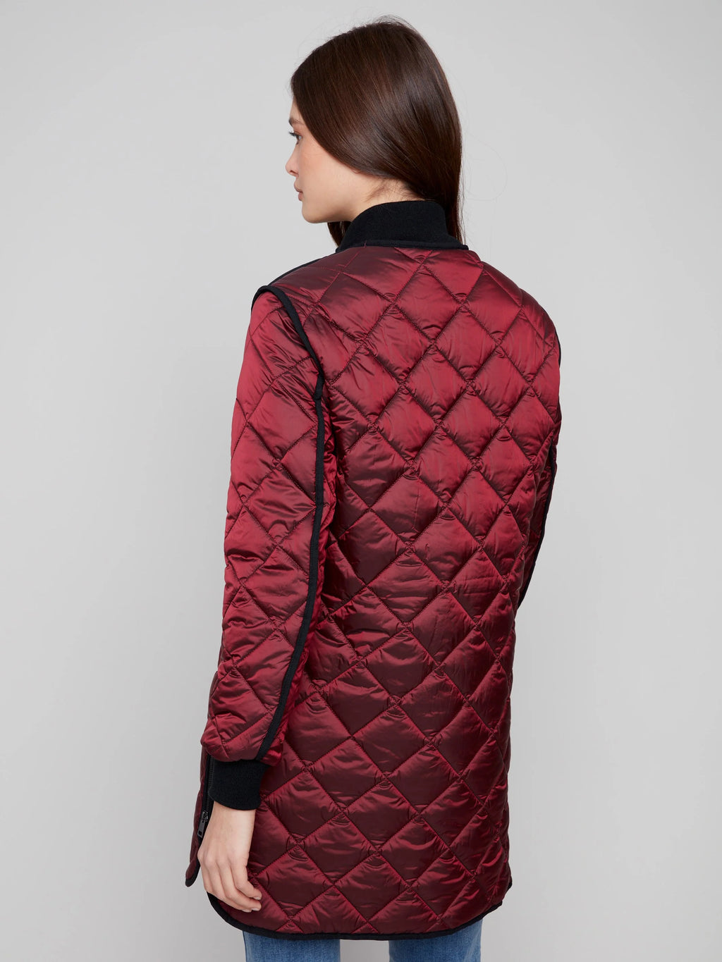 Long Quilted Puffer Jacket - Cabernet