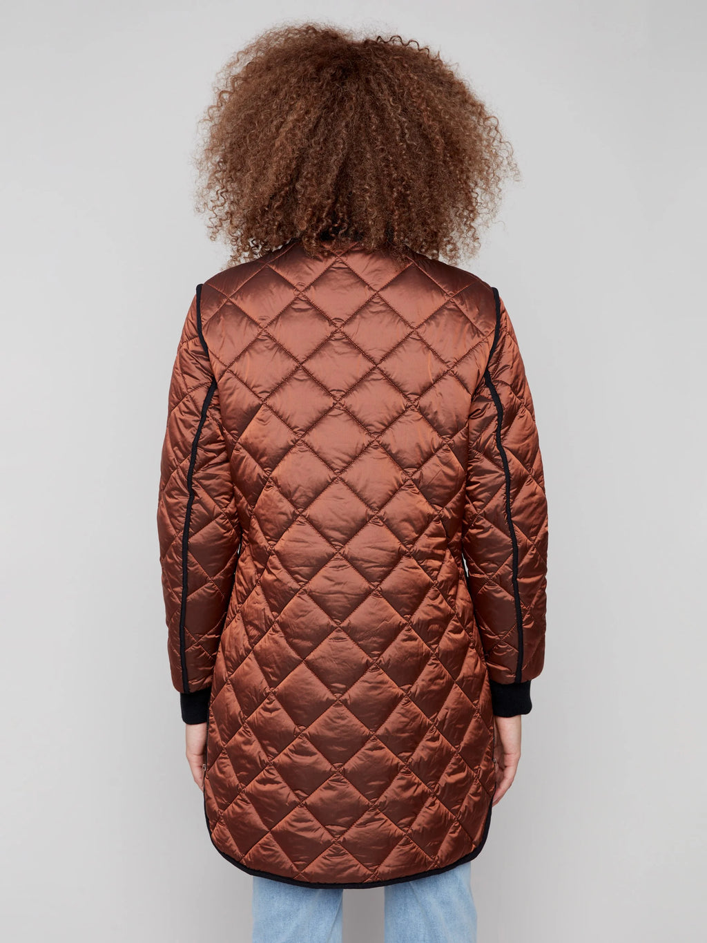 Long Quilted Puffer Jacket - Sepia
