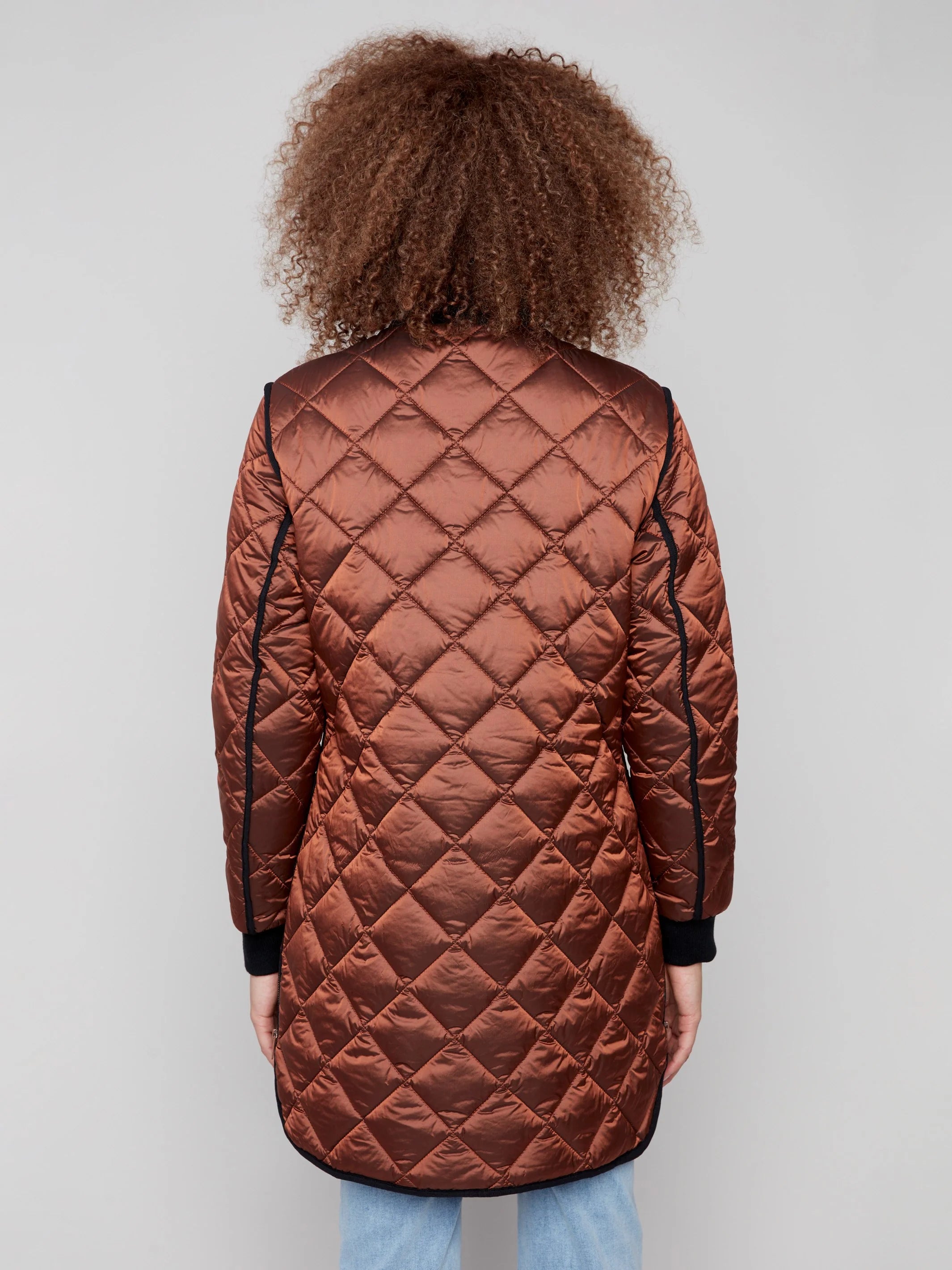 Long Quilted Puffer Jacket - Sepia