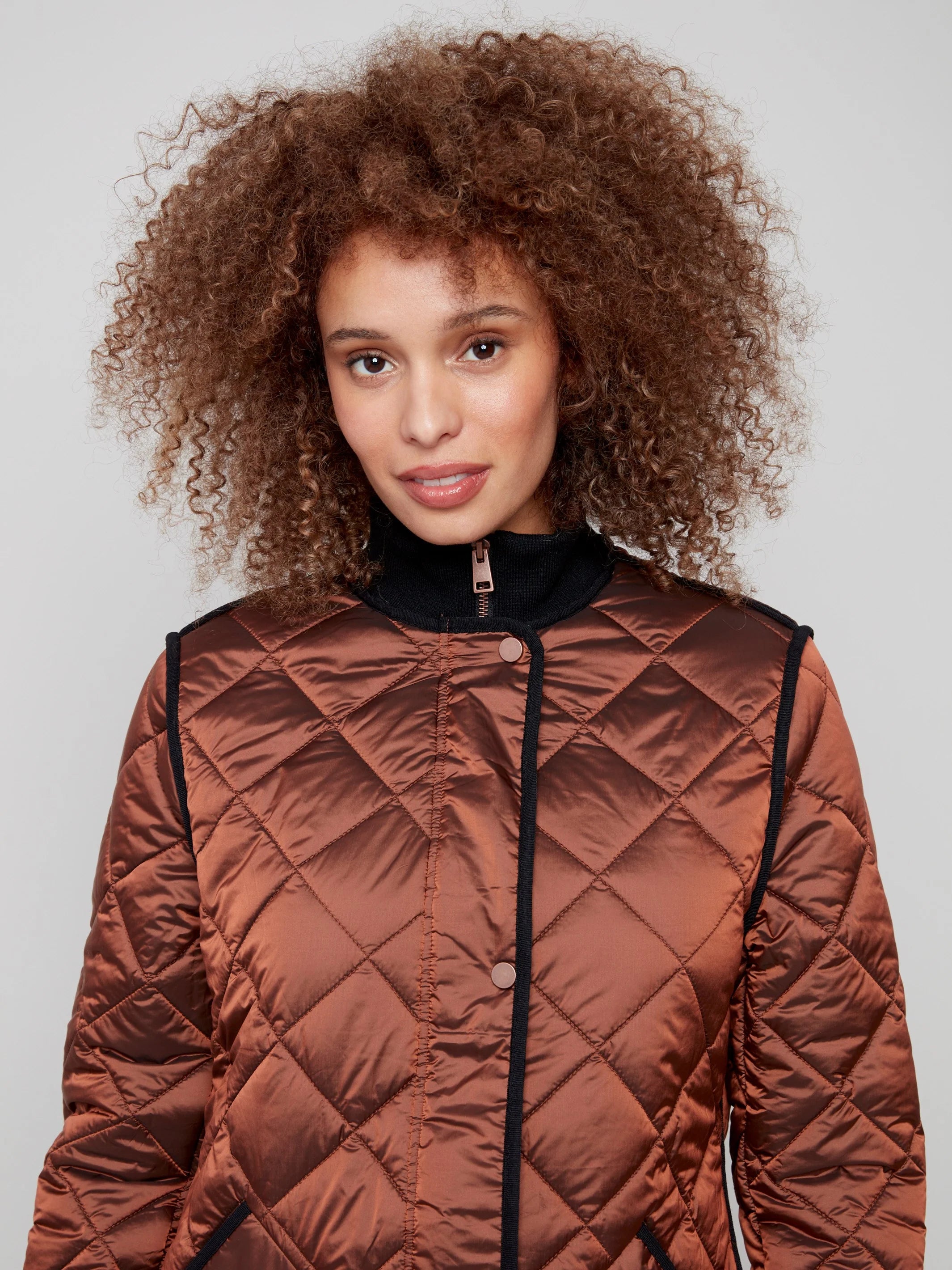 Long Quilted Puffer Jacket - Sepia