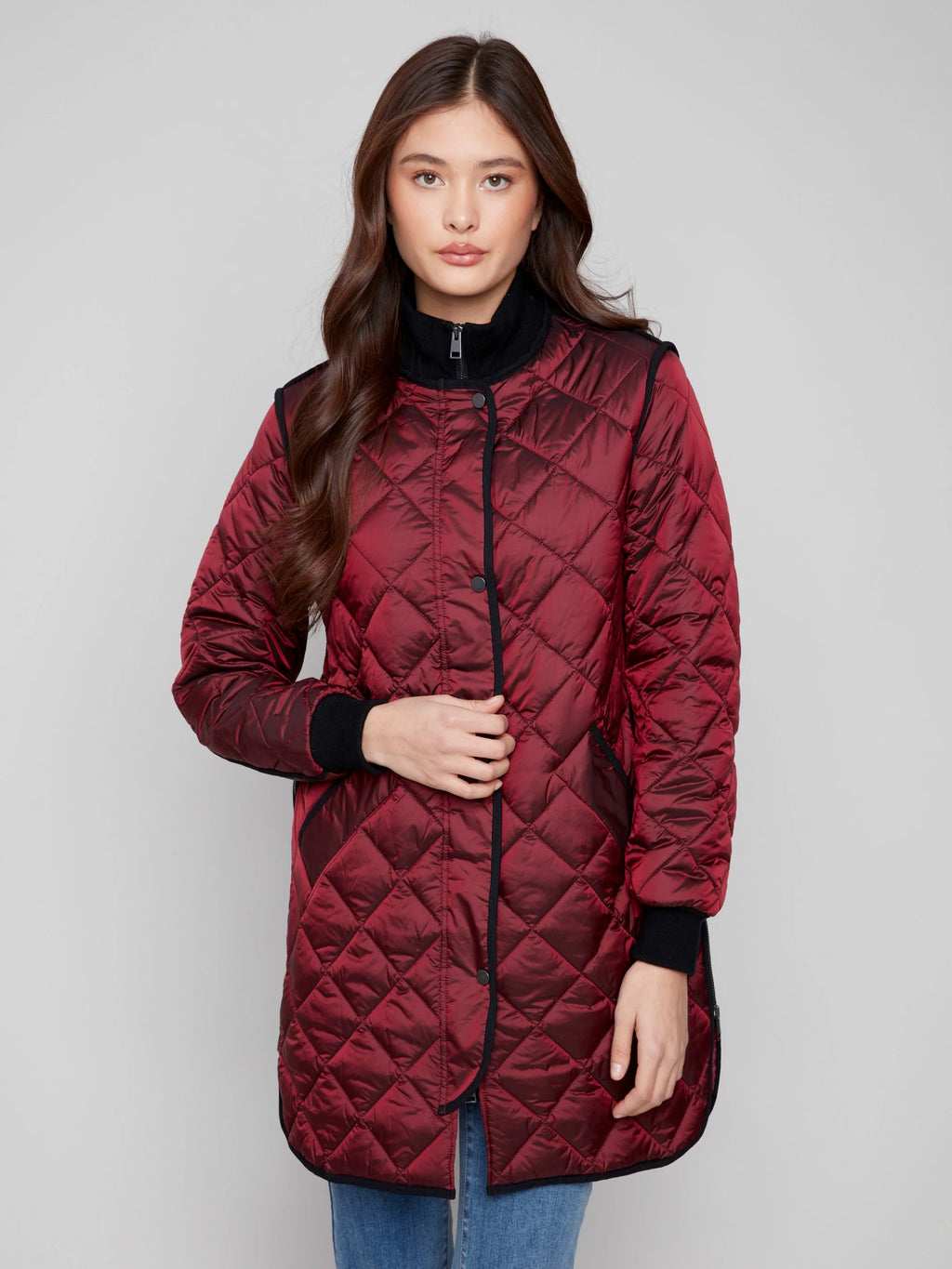 Long Quilted Puffer Jacket - Cabernet