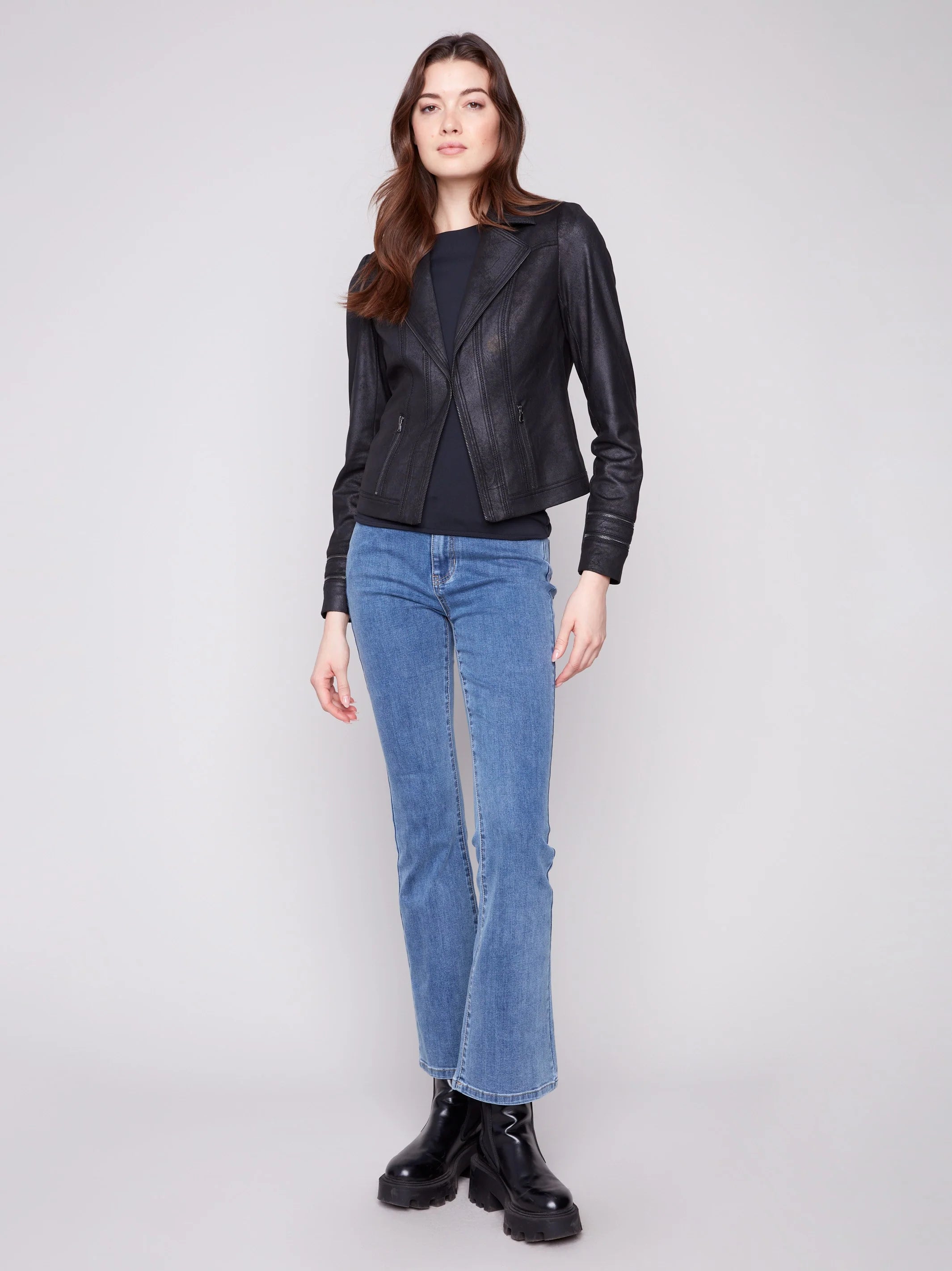 Vintage Faux Leather Jacket - Black