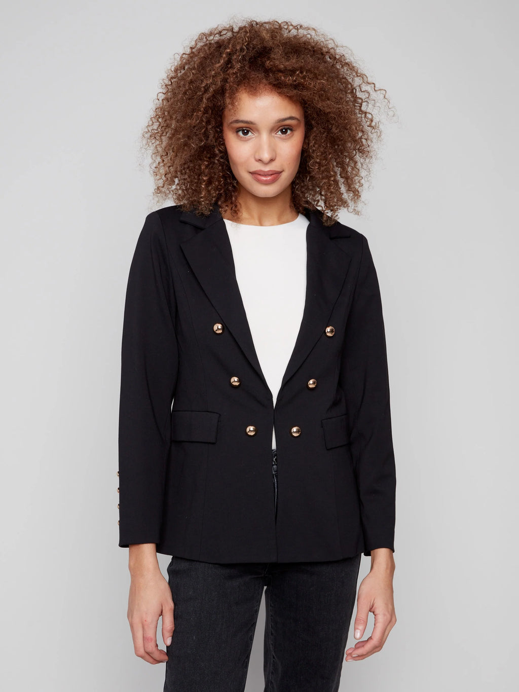 Ponte Blazer With Gold Buttons - Black