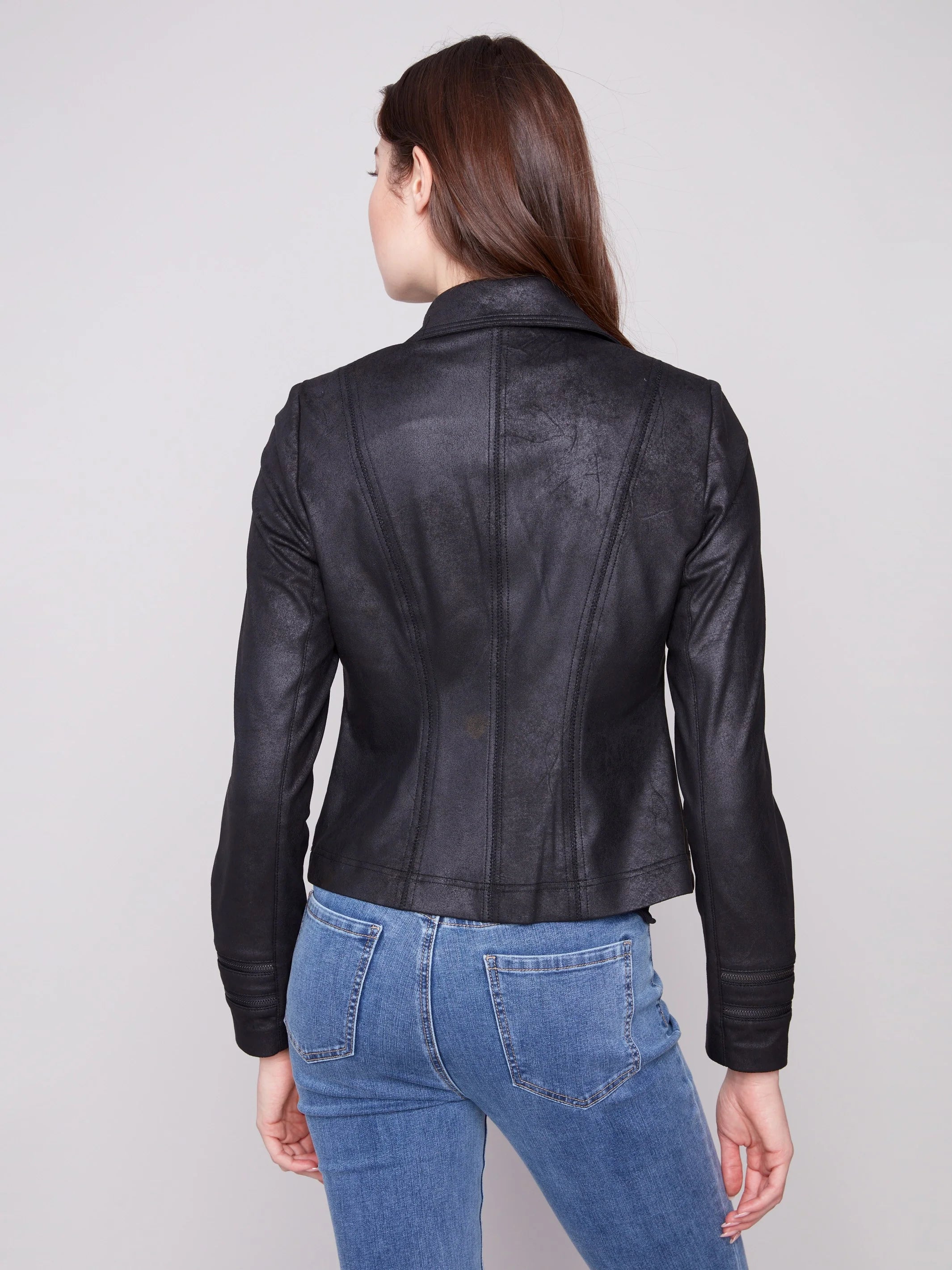 Vintage Faux Leather Jacket - Black