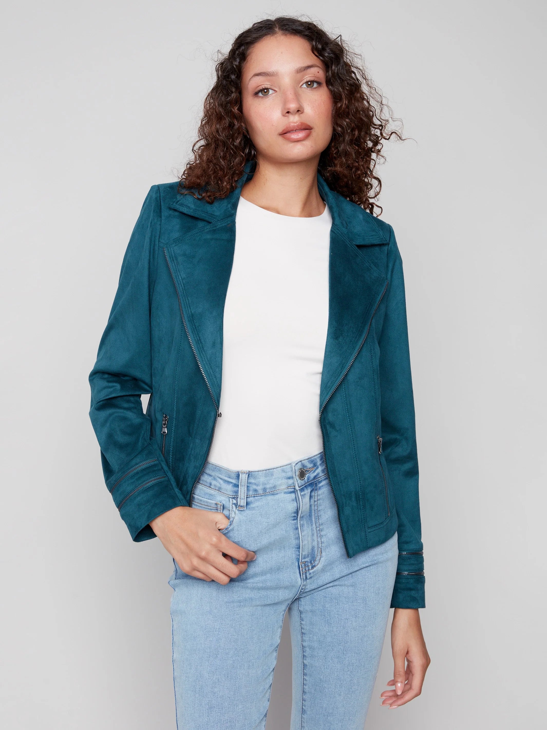 Vintage Faux Suede Jacket - Evergreen
