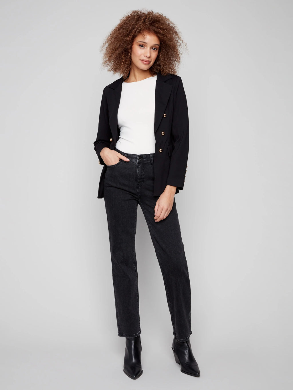 Ponte Blazer With Gold Buttons - Black