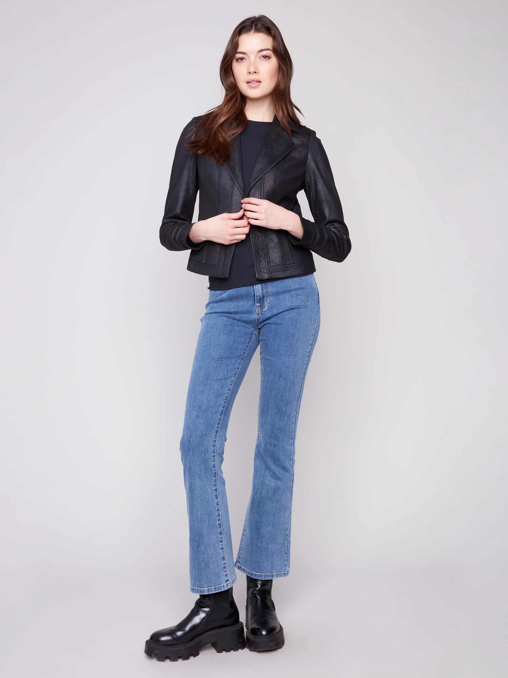 Vintage Faux Leather Jacket - Black