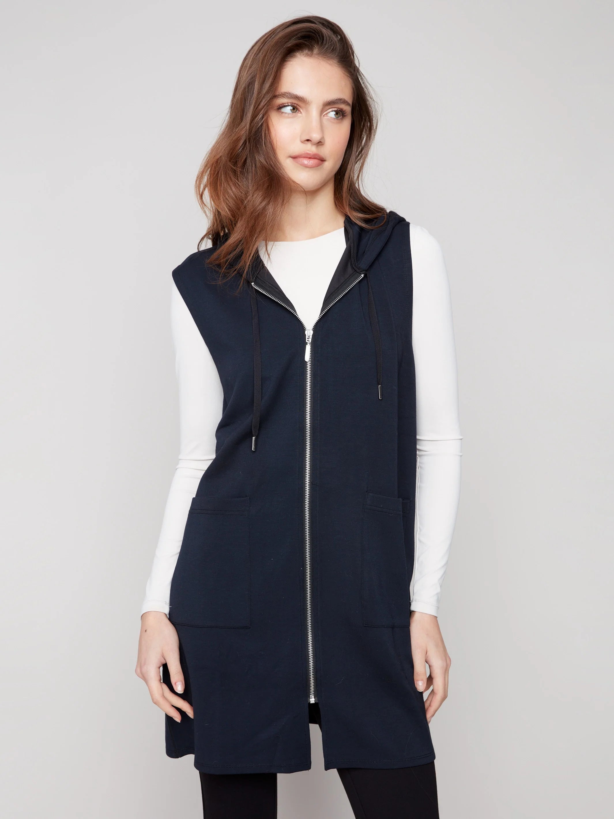 Soft Scuba Long Hooded Vest - Black