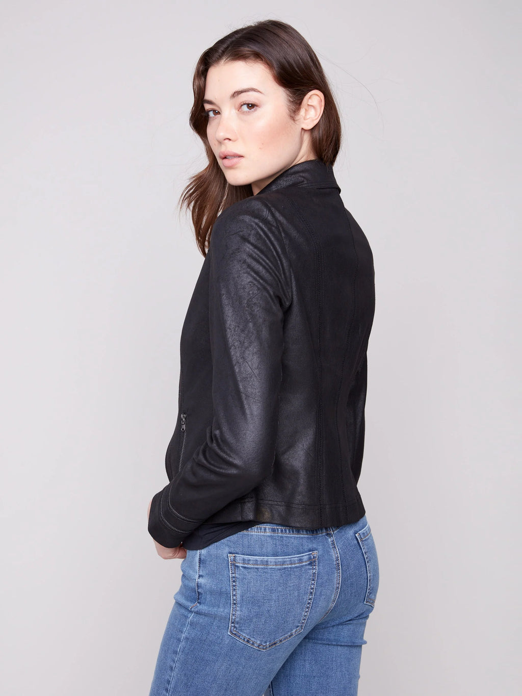 Vintage Faux Leather Jacket - Black