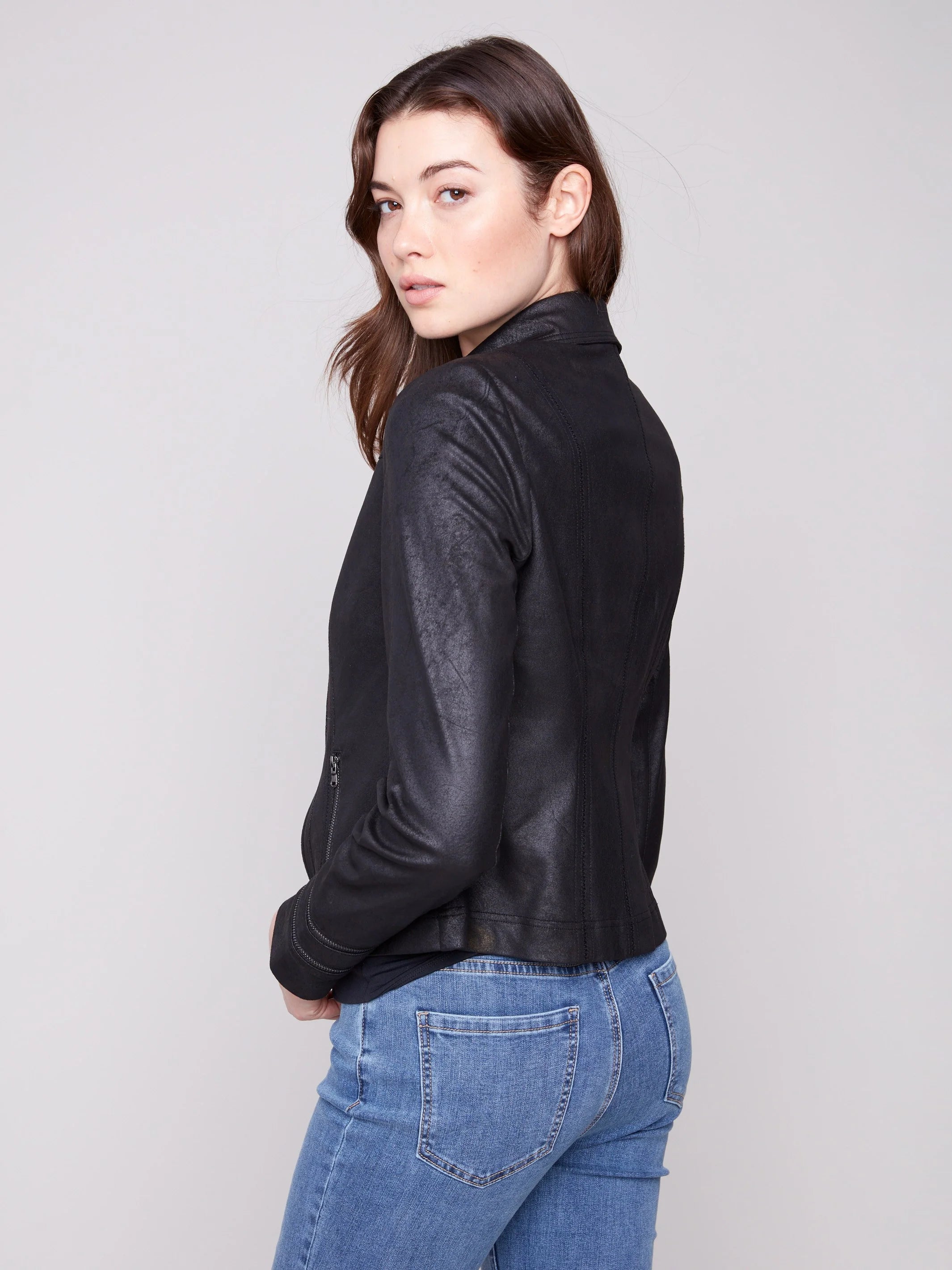 Vintage Faux Leather Jacket - Black