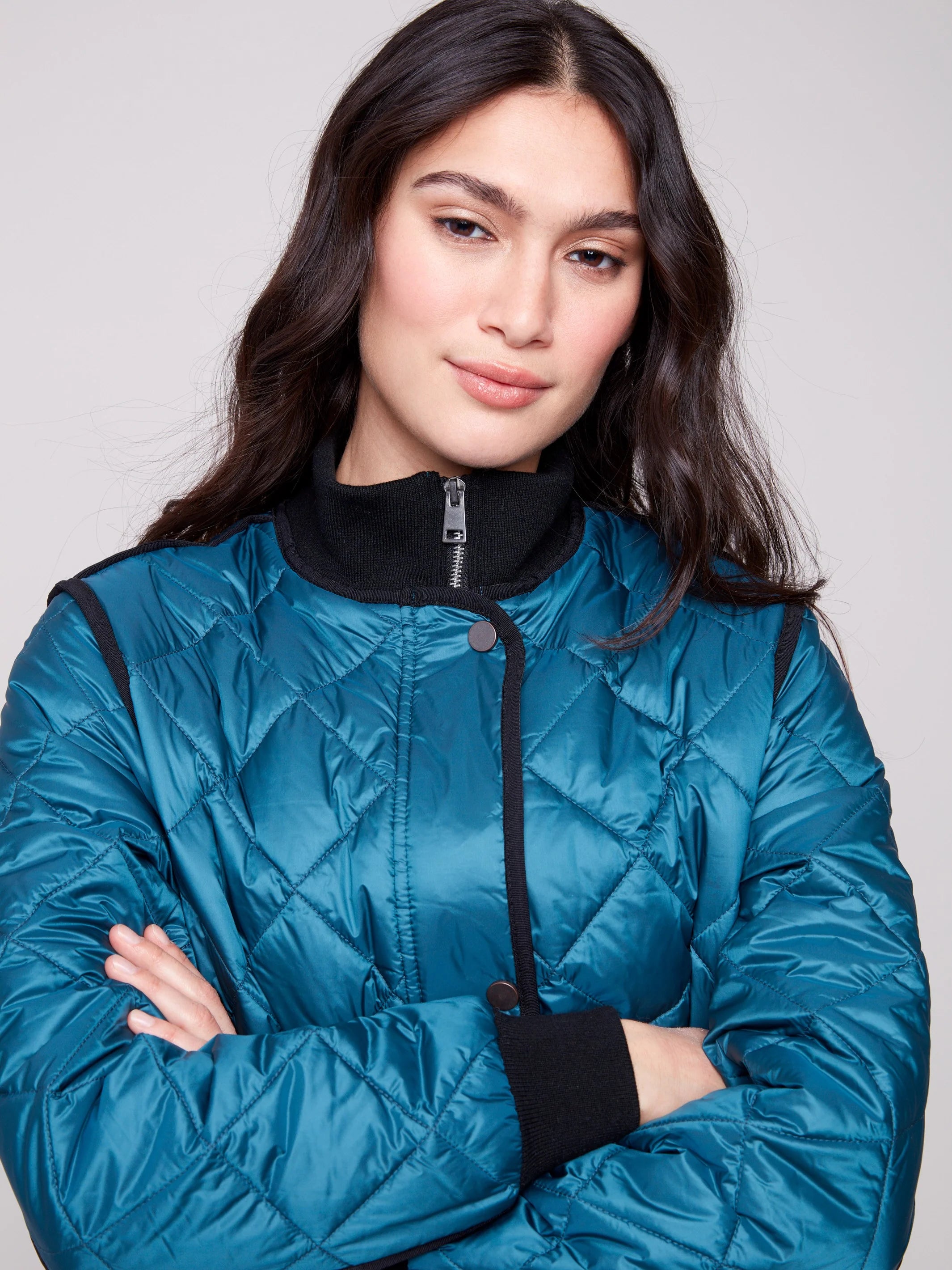 Long Quilted Puffer Jacket - Evergreen