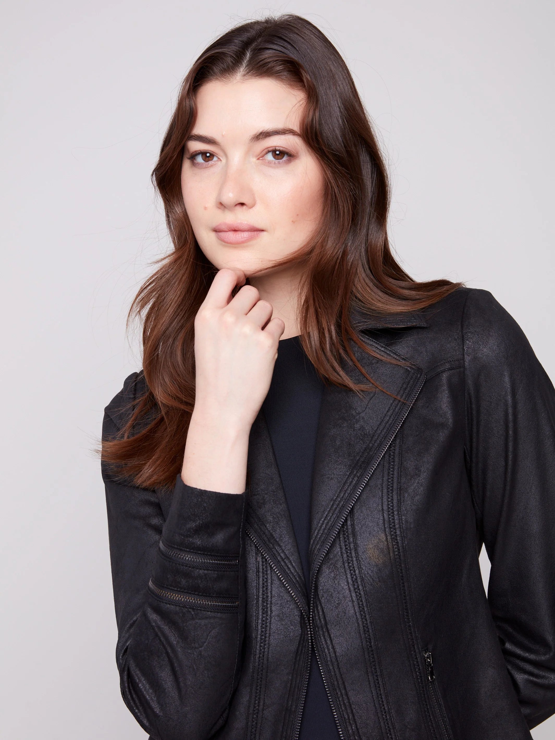 Vintage Faux Leather Jacket - Black